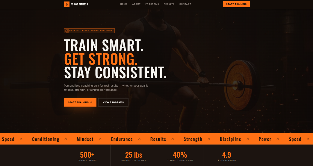Forge Fitness website design
