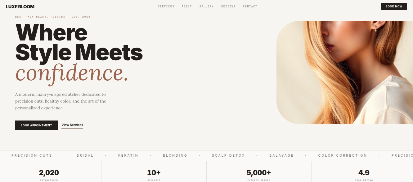 Luxe Bloom Atelier website design